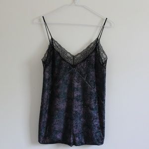 Zara Lace/Velvet Floral Patterend Tank Top